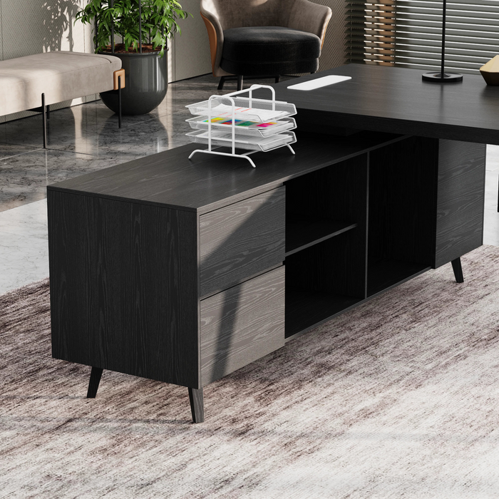 Pacific 87" L-shaped Executive Desk | AF Essence Mooreen WX-E1505