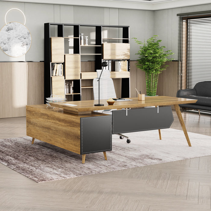 Pacific 87" L-shaped Executive Desk | AF Essence Mooreen WX-E1505