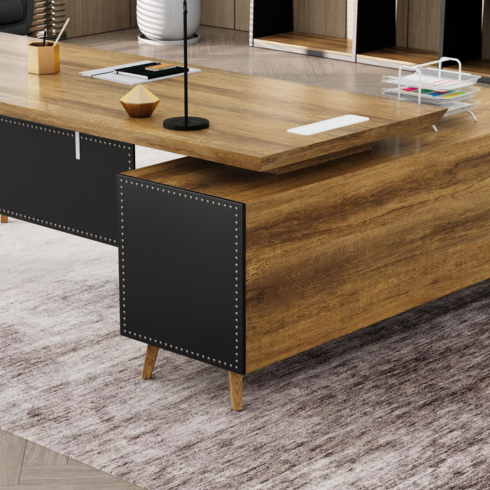 Pacific 87" L-shaped Executive Desk | AF Essence Mooreen WX-E1505