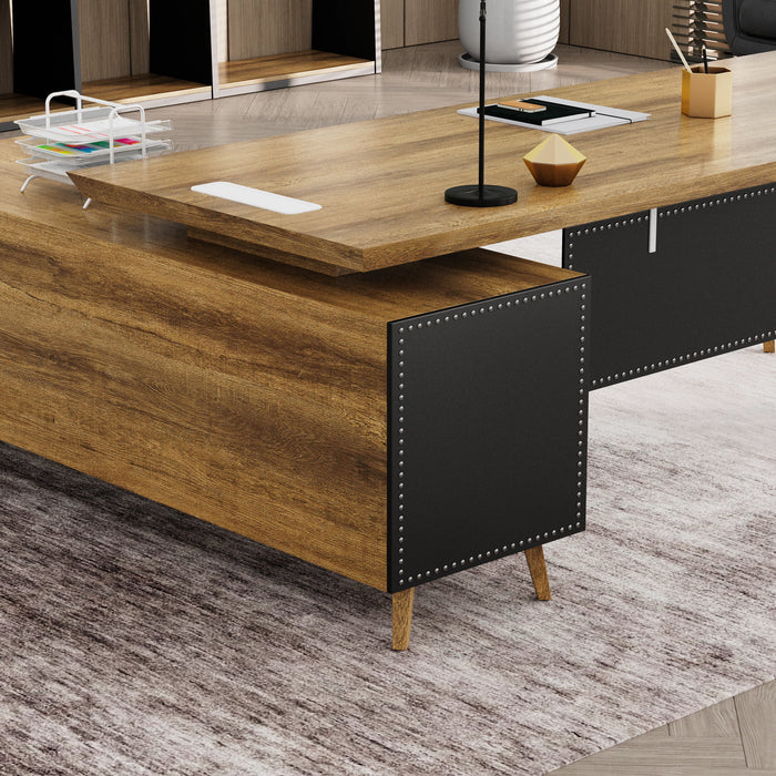 Pacific 87" L-shaped Executive Desk | AF Essence Mooreen WX-E1505