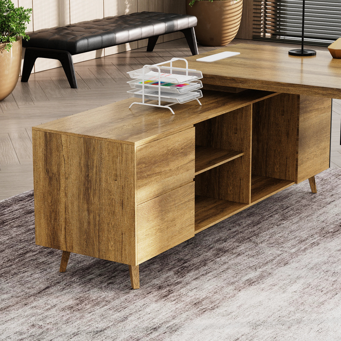 Pacific 87" L-shaped Executive Desk | AF Essence Mooreen WX-E1505