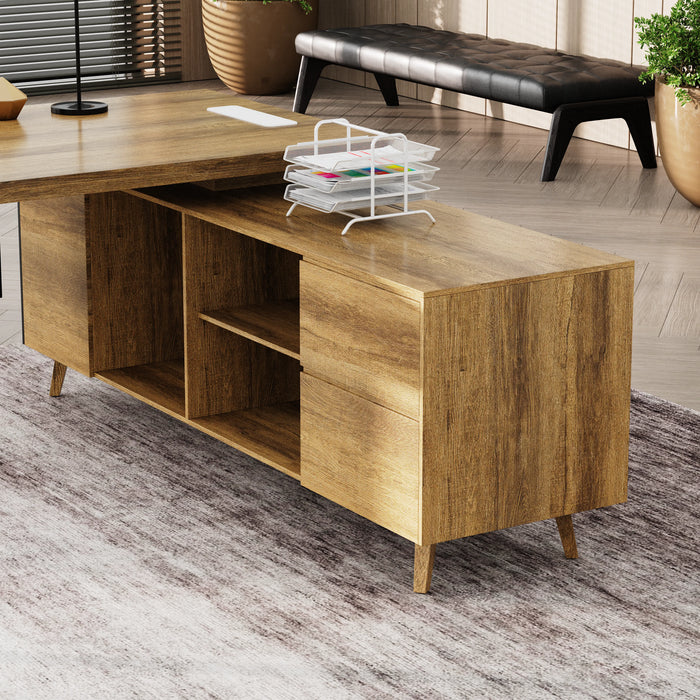 Pacific 87" L-shaped Executive Desk | AF Essence Mooreen WX-E1505