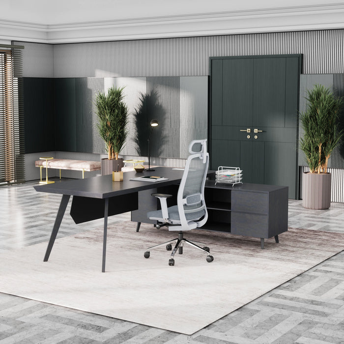 Pacific 87" L-shaped Executive Desk | AF Essence Mooreen WX-E1505