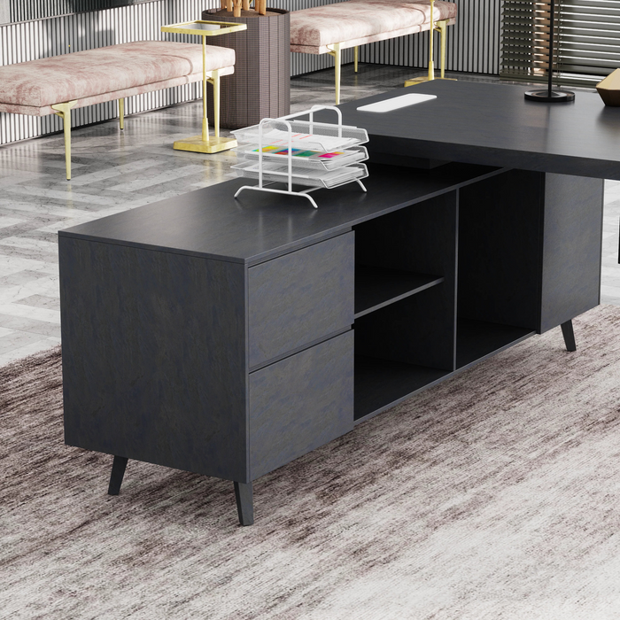 Pacific 87" L-shaped Executive Desk | AF Essence Mooreen WX-E1505