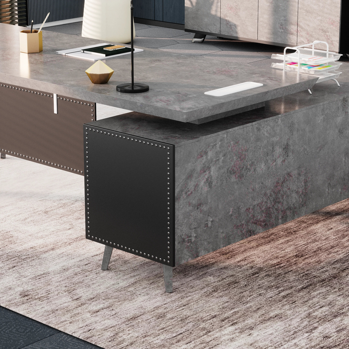 Pacific 87" L-shaped Executive Desk | AF Essence Mooreen WX-E1505