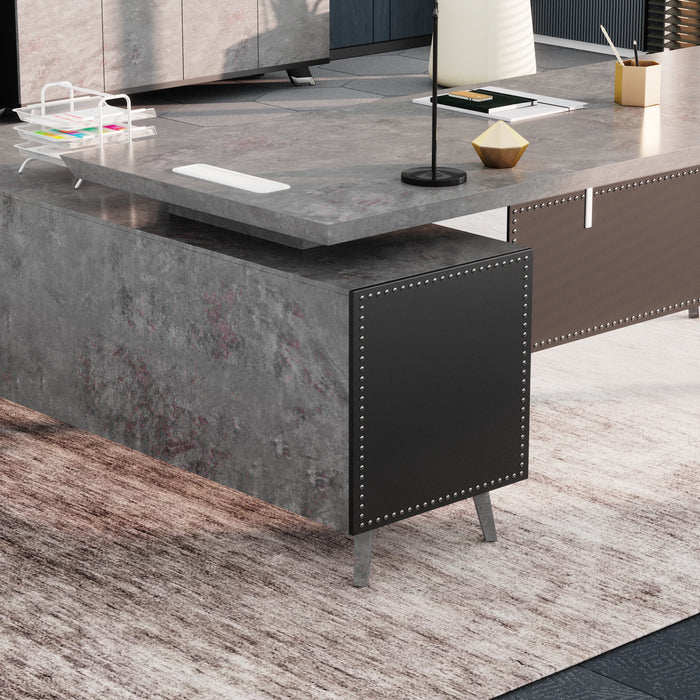 Pacific 87" L-shaped Executive Desk | AF Essence Mooreen WX-E1505