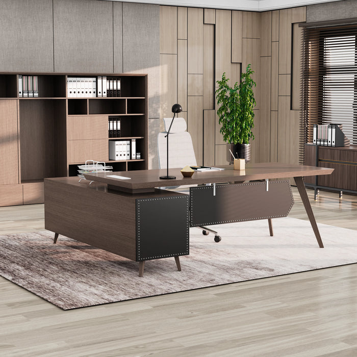 Pacific 87" L-shaped Executive Desk | AF Essence Mooreen WX-E1505