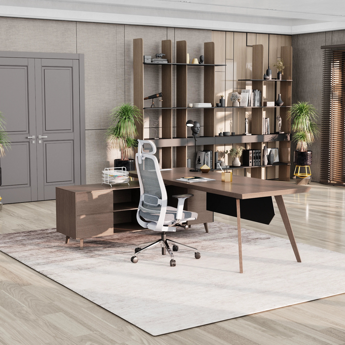 Pacific 87" L-shaped Executive Desk | AF Essence Mooreen WX-E1505