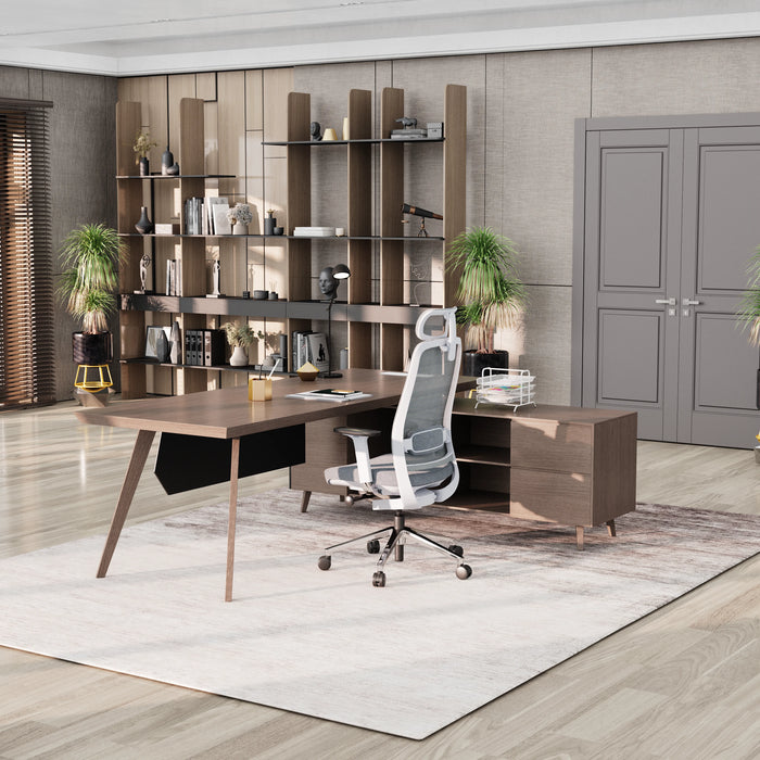 Pacific 87" L-shaped Executive Desk | AF Essence Mooreen WX-E1505