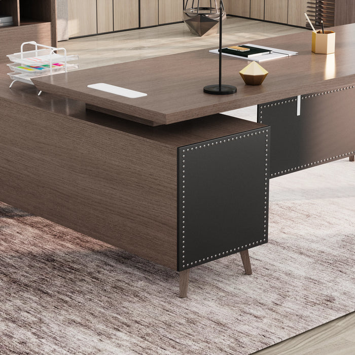 Pacific 87" L-shaped Executive Desk | AF Essence Mooreen WX-E1505