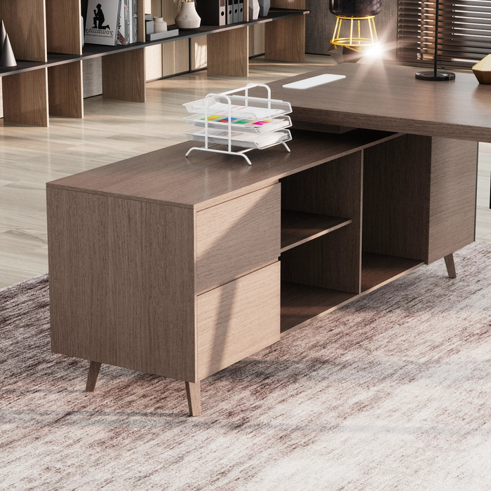 Pacific 87" L-shaped Executive Desk | AF Essence Mooreen WX-E1505