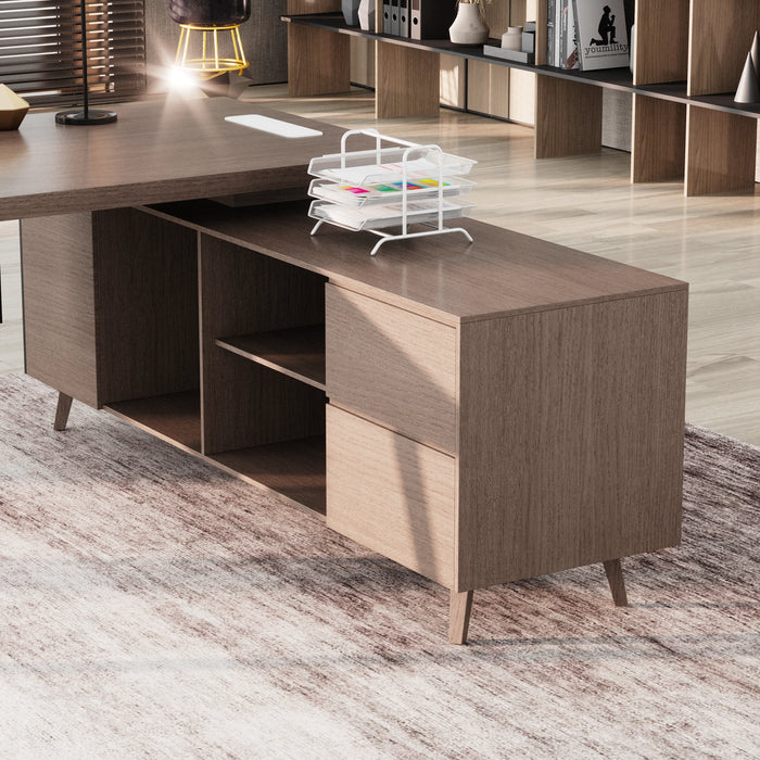 Pacific 87" L-shaped Executive Desk | AF Essence Mooreen WX-E1505