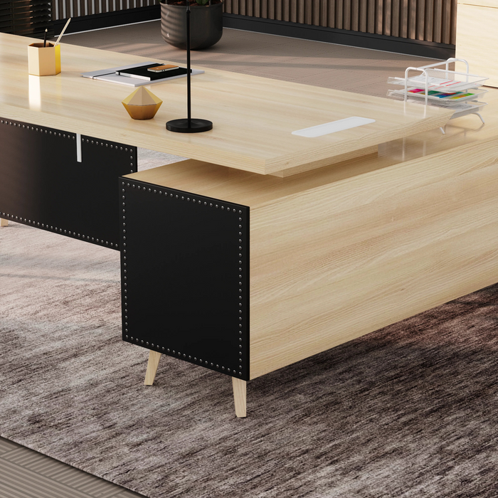 Pacific 87" L-shaped Executive Desk | AF Essence Mooreen WX-E1505