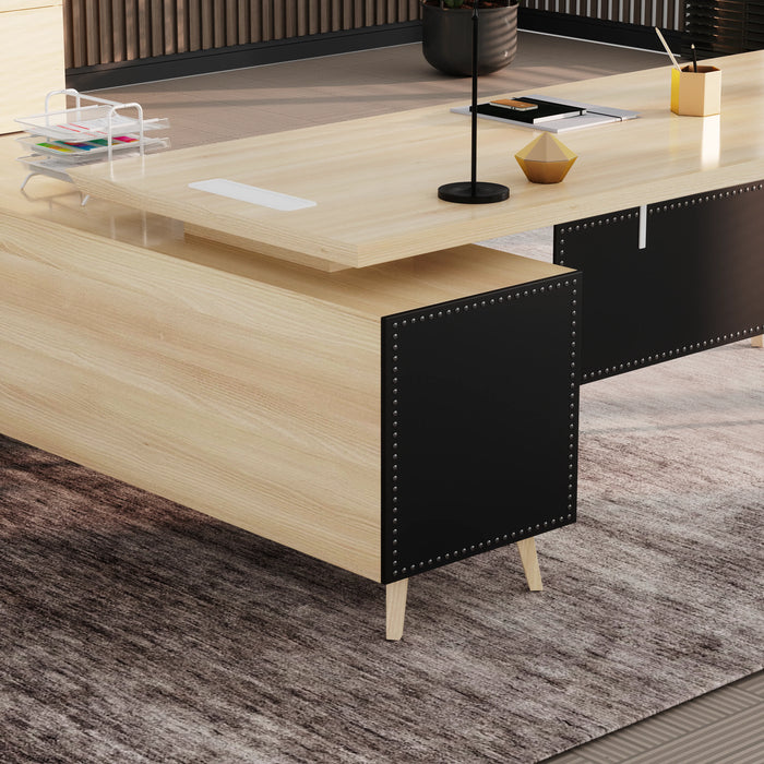 Pacific 87" L-shaped Executive Desk | AF Essence Mooreen WX-E1505