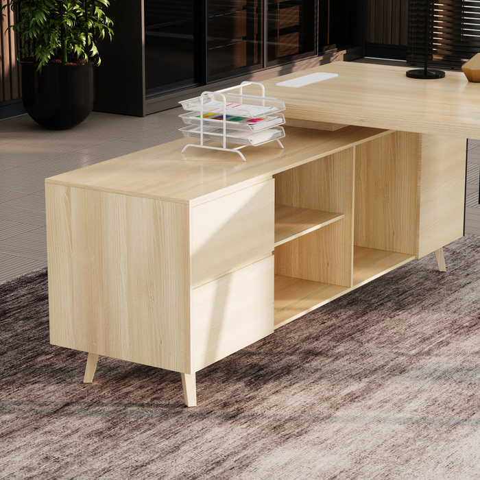 Pacific 87" L-shaped Executive Desk | AF Essence Mooreen WX-E1505