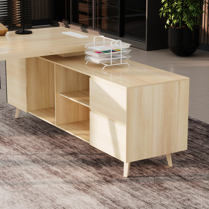 Pacific 87" L-shaped Executive Desk | AF Essence Mooreen WX-E1505