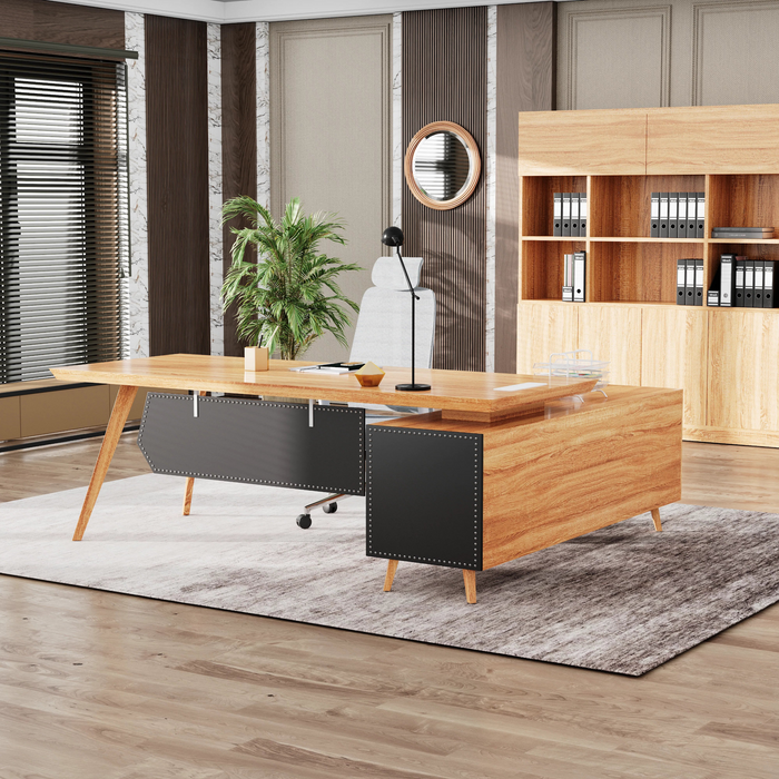 Pacific 87" L-shaped Executive Desk | AF Essence Mooreen WX-E1505