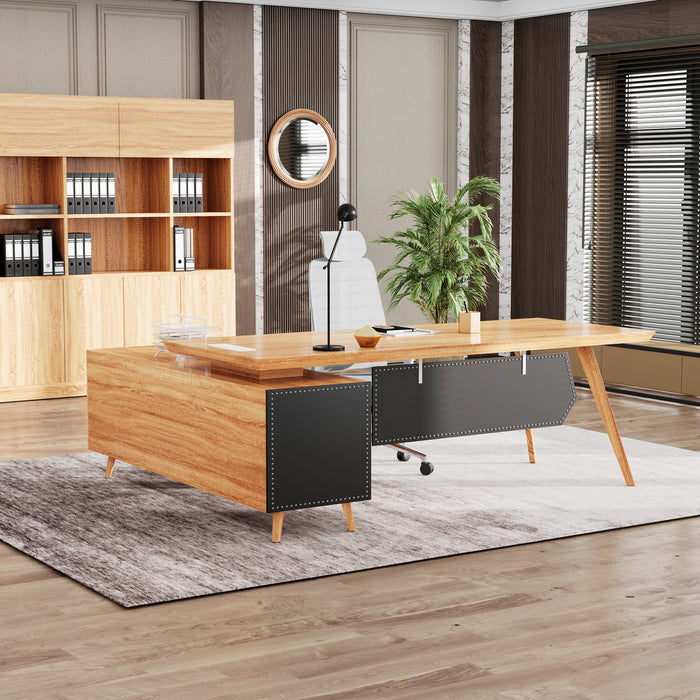 Pacific 87" L-shaped Executive Desk | AF Essence Mooreen WX-E1505