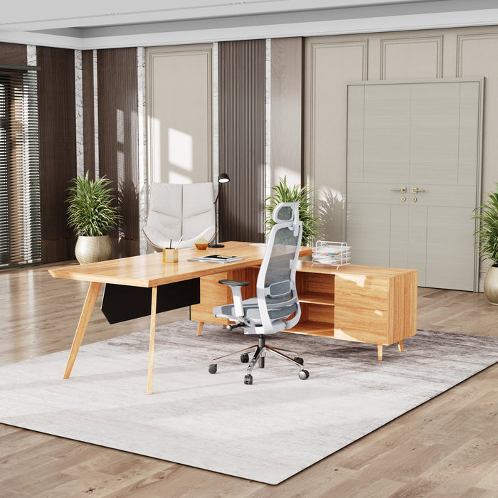 Pacific 87" L-shaped Executive Desk | AF Essence Mooreen WX-E1505