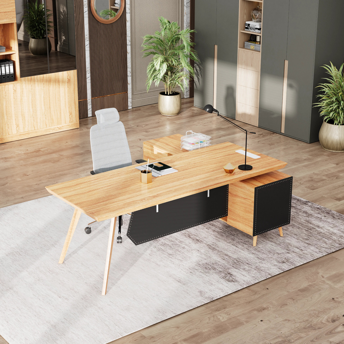 Pacific 87" L-shaped Executive Desk | AF Essence Mooreen WX-E1505