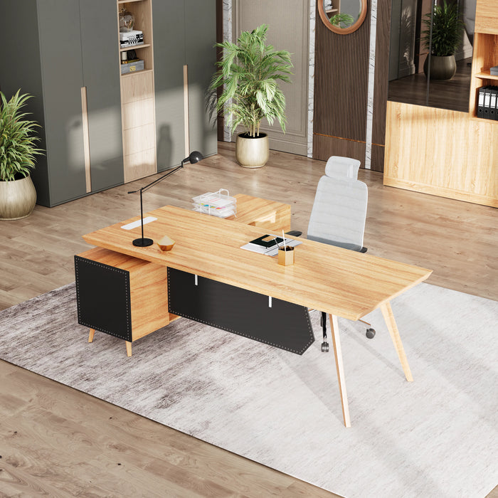 Pacific 87" L-shaped Executive Desk | AF Essence Mooreen WX-E1505