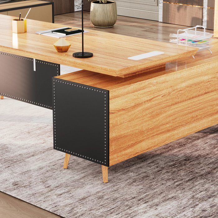 Pacific 87" L-shaped Executive Desk | AF Essence Mooreen WX-E1505