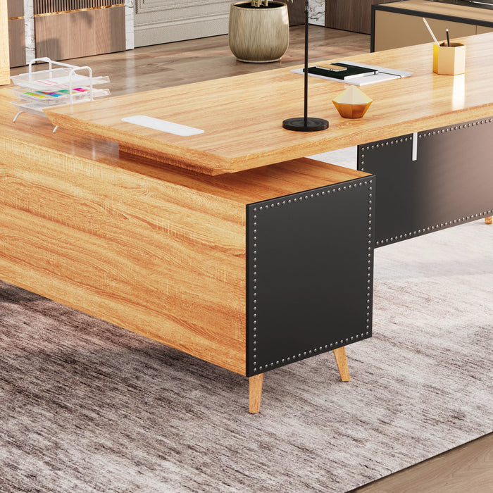 Pacific 87" L-shaped Executive Desk | AF Essence Mooreen WX-E1505