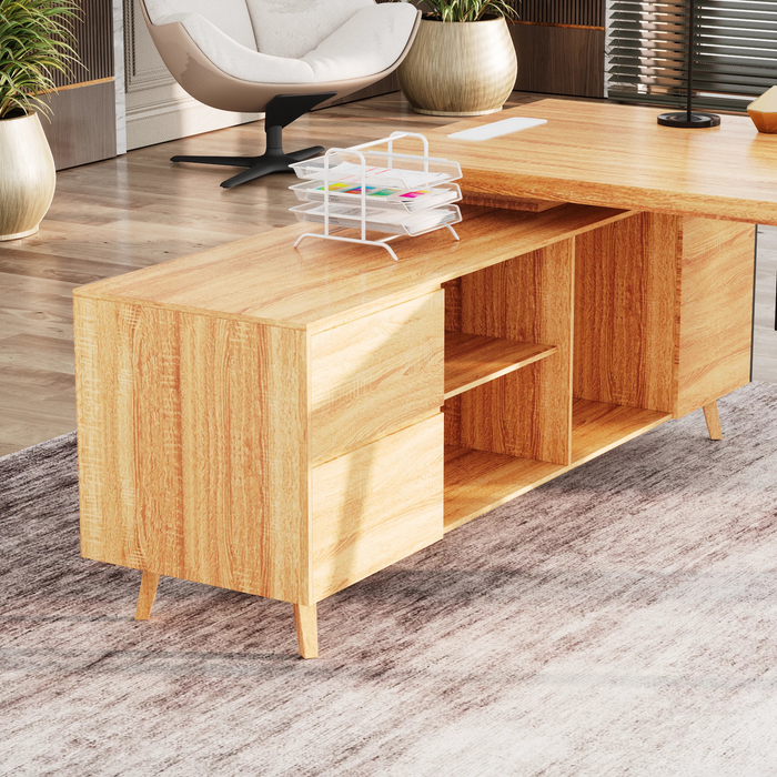 Pacific 87" L-shaped Executive Desk | AF Essence Mooreen WX-E1505