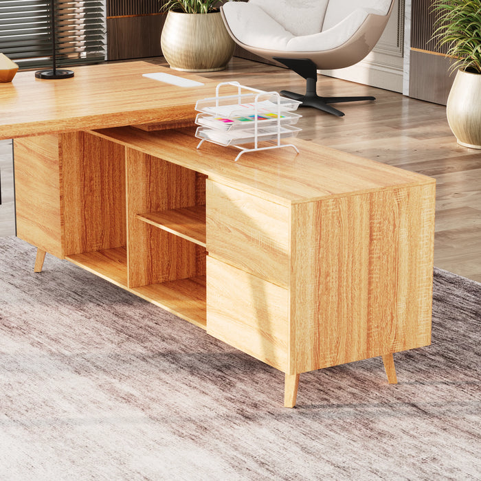 Pacific 87" L-shaped Executive Desk | AF Essence Mooreen WX-E1505