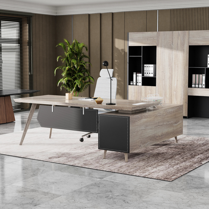 Pacific 87" L-shaped Executive Desk | AF Essence Mooreen WX-E1505