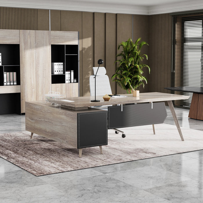 Pacific 87" L-shaped Executive Desk | AF Essence Mooreen WX-E1505