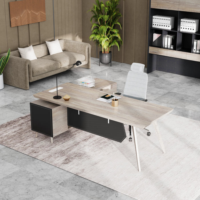 Pacific 87" L-shaped Executive Desk | AF Essence Mooreen WX-E1505