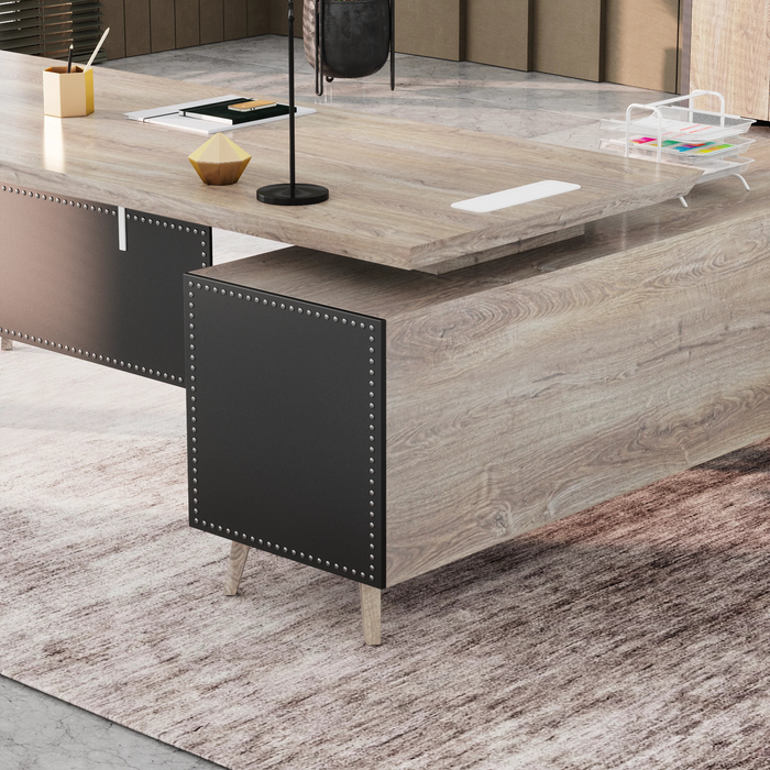 Pacific 87" L-shaped Executive Desk | AF Essence Mooreen WX-E1505