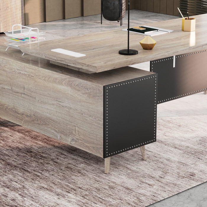 Pacific 87" L-shaped Executive Desk | AF Essence Mooreen WX-E1505