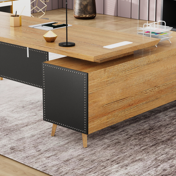 Pacific 87" L-shaped Executive Desk | AF Essence Mooreen WX-E1505