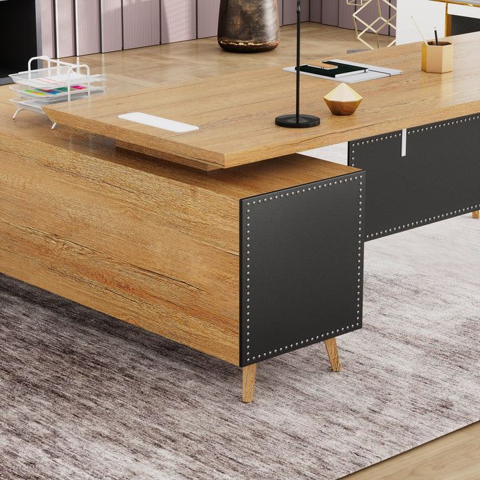 Pacific 87" L-shaped Executive Desk | AF Essence Mooreen WX-E1505