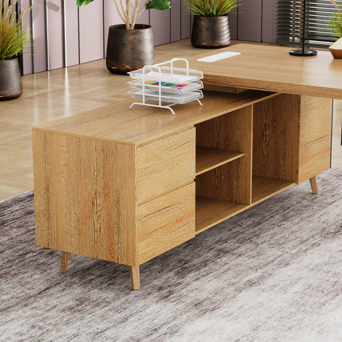 Pacific 87" L-shaped Executive Desk | AF Essence Mooreen WX-E1505