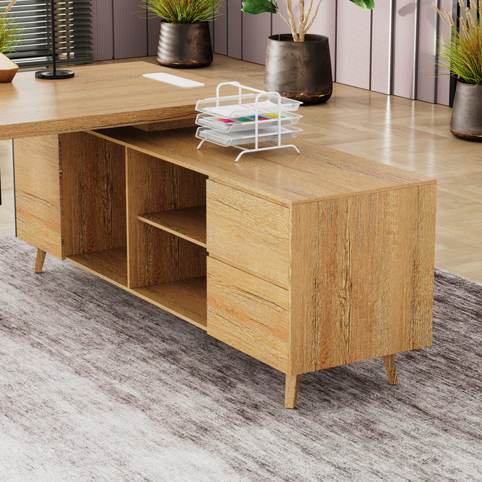 Pacific 87" L-shaped Executive Desk | AF Essence Mooreen WX-E1505