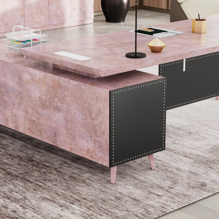 Pacific 87" L-shaped Executive Desk | AF Essence Mooreen WX-E1505