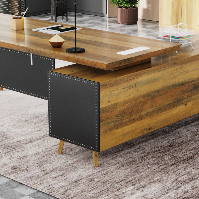 Pacific 87" L-shaped Executive Desk | AF Essence Mooreen WX-E1505