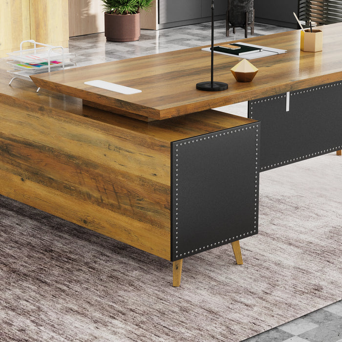 Pacific 87" L-shaped Executive Desk | AF Essence Mooreen WX-E1505