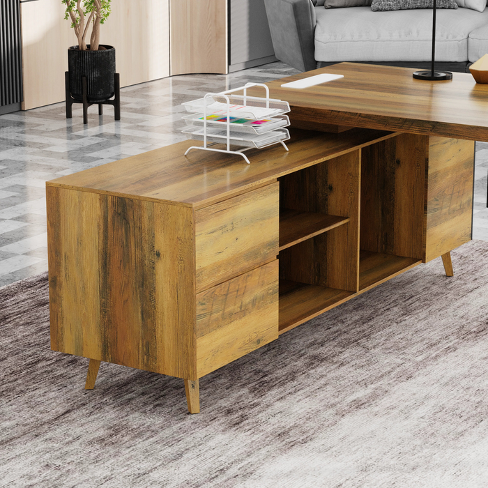 Pacific 87" L-shaped Executive Desk | AF Essence Mooreen WX-E1505