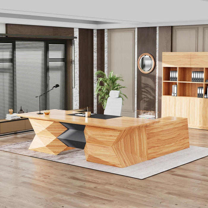 Pariah 110-126" L-shaped Executive Desk | AF Essence Firewood WX-P3501