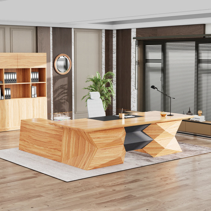 Pariah 110-126" L-shaped Executive Desk | AF Essence Firewood WX-P3501