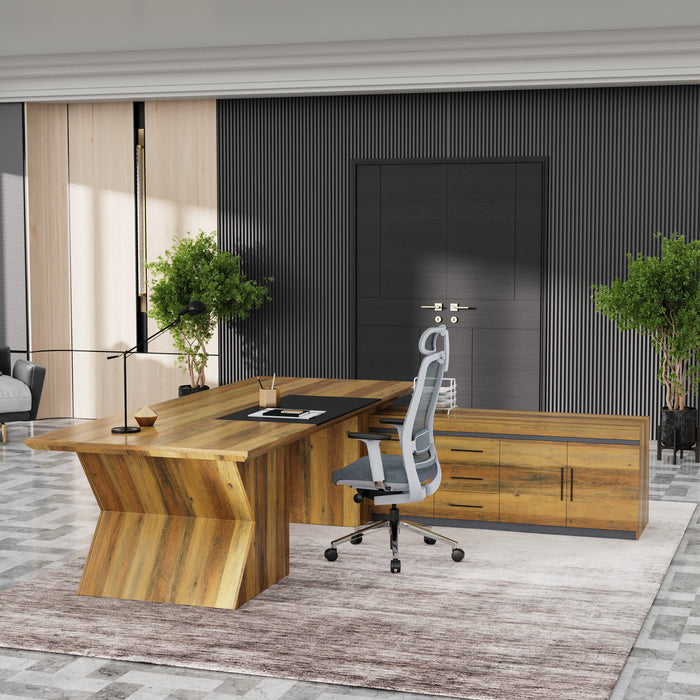 Pariah 110-126" L-shaped Executive Desk | AF Essence Firewood WX-P3501