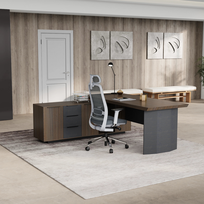 Parker 78" L-shaped Executive Desk | AF Essence Firewood WX-P3507