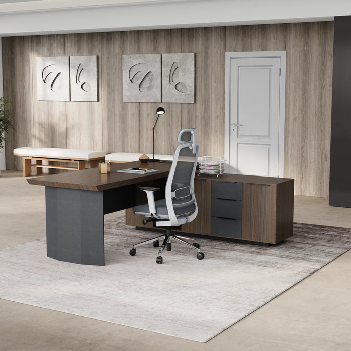 Parker 78" L-shaped Executive Desk | AF Essence Firewood WX-P3507