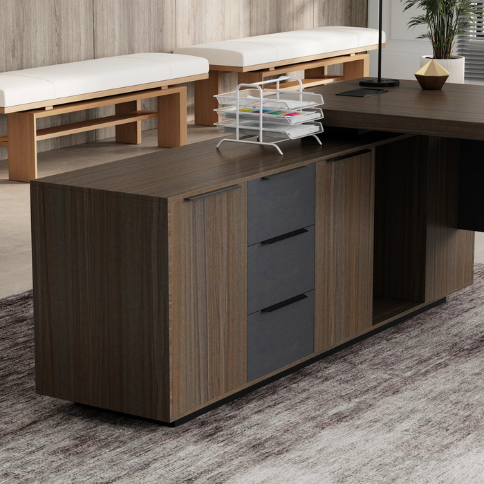 Parker 78" L-shaped Executive Desk | AF Essence Firewood WX-P3507