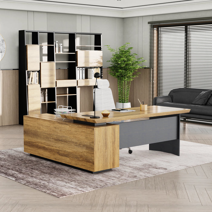 Parker 78" L-shaped Executive Desk | AF Essence Firewood WX-P3507