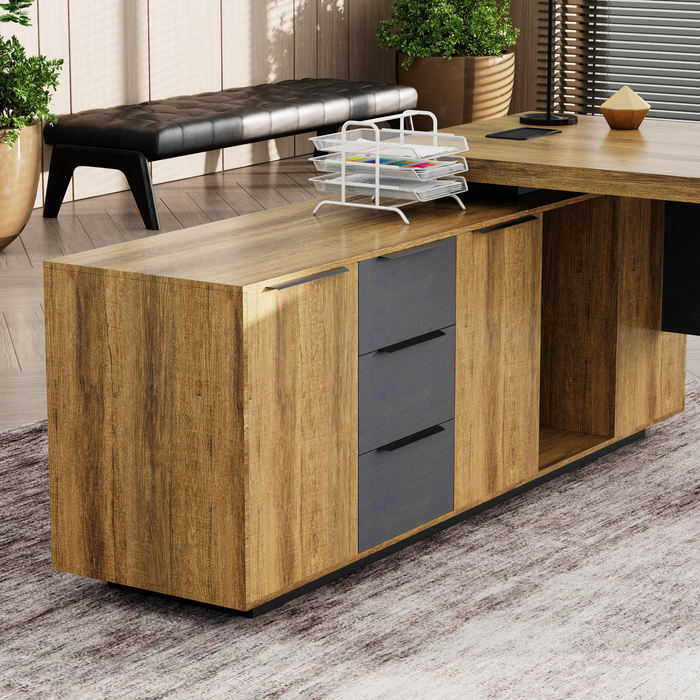 Parker 78" L-shaped Executive Desk | AF Essence Firewood WX-P3507